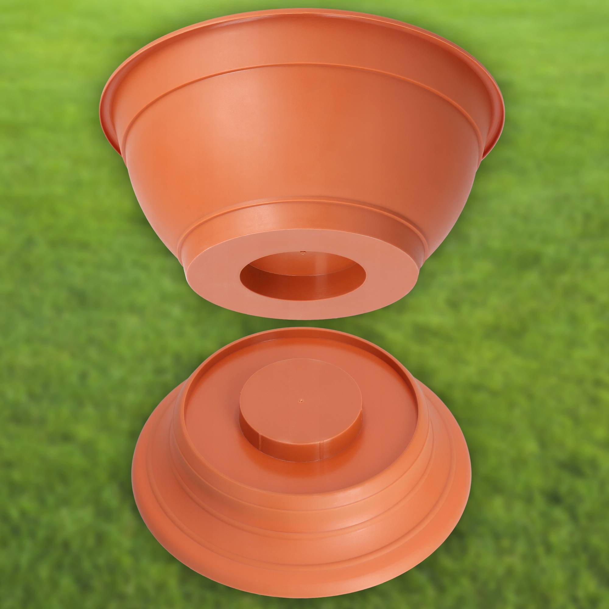 Pot à fleurs avec pied - En plastique résistant aux intempéries - Diamètre: 18 cm - Couleur terre - Image 6