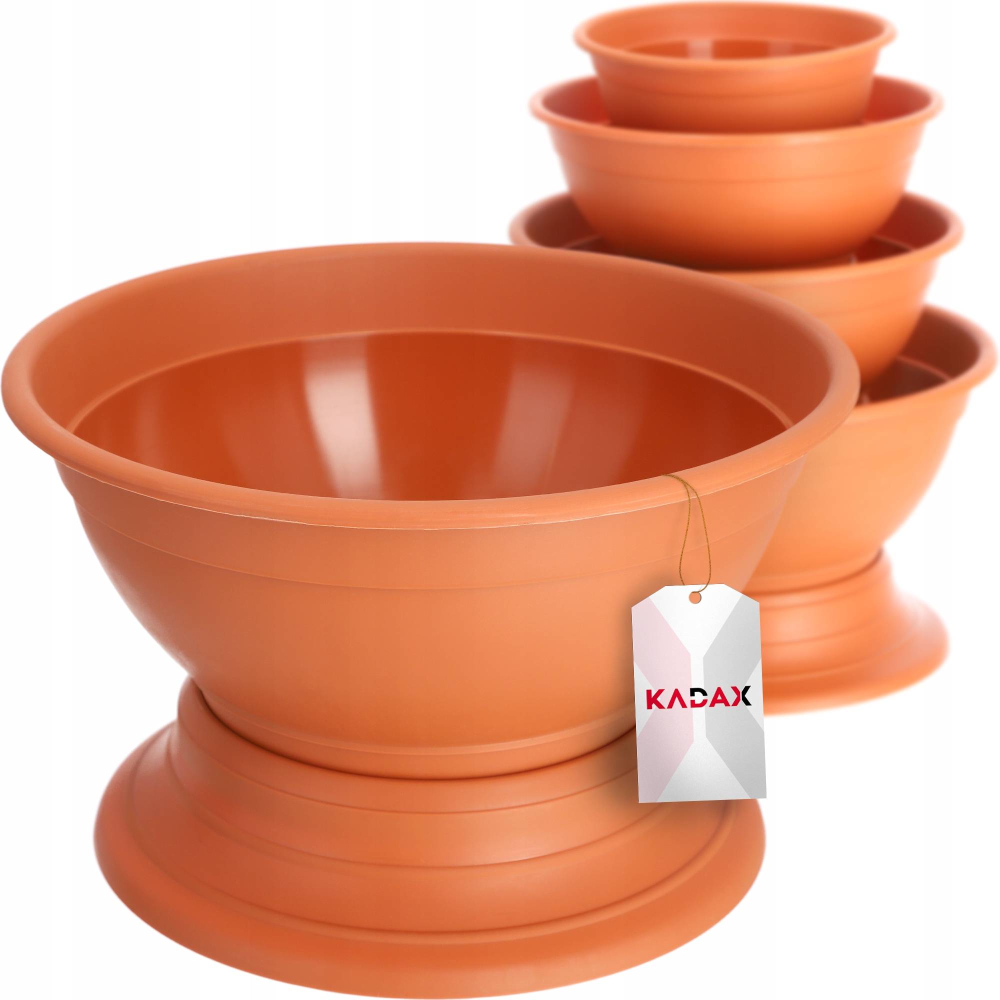 Pot à fleurs avec pied - En plastique résistant aux intempéries - Diamètre: 18 cm - Couleur terre - Image 3
