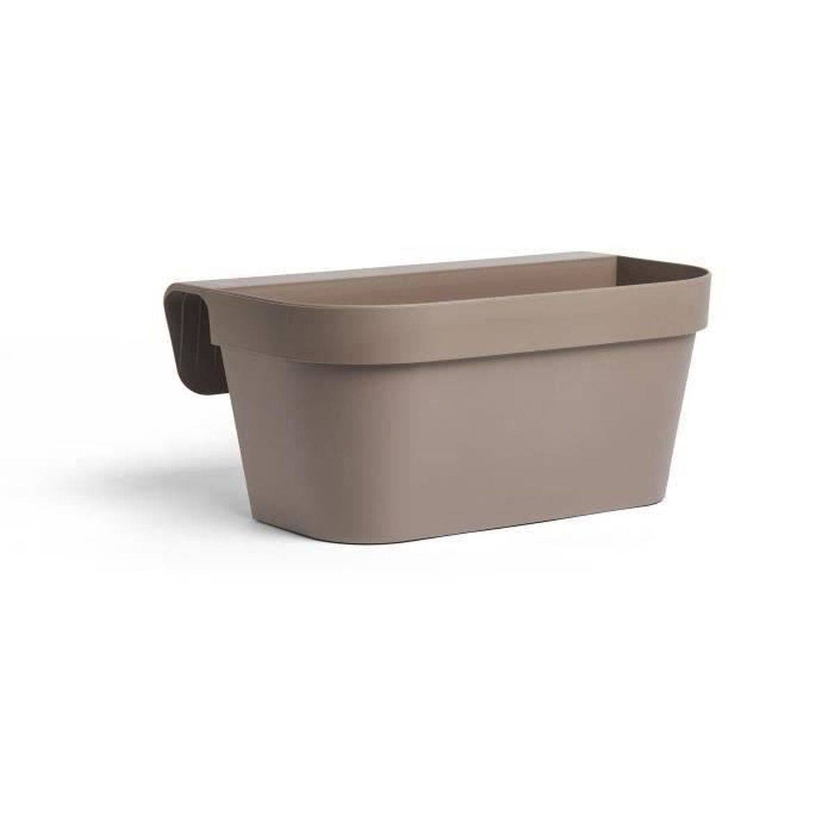 Garden ID - Jardiniere+crochet - GARDEN ID Star - Taupe 50 x 21 cm - Fixation facile - Réserve d'eau - recyclé et 100% recyclable - Image 1