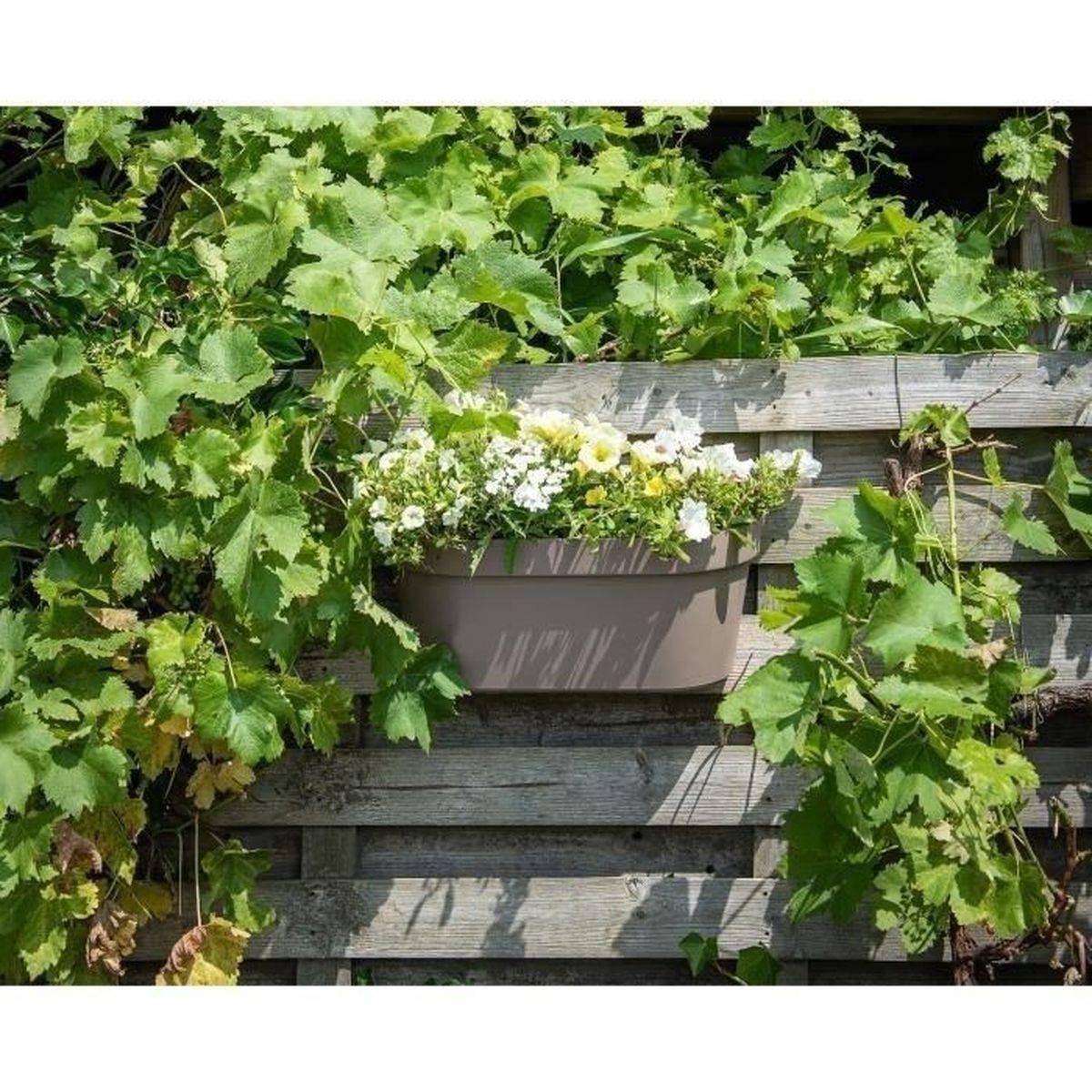 Garden ID - Jardiniere+crochet - GARDEN ID Star - Taupe 50 x 21 cm - Fixation facile - Réserve d'eau - recyclé et 100% recyclable - Image 3