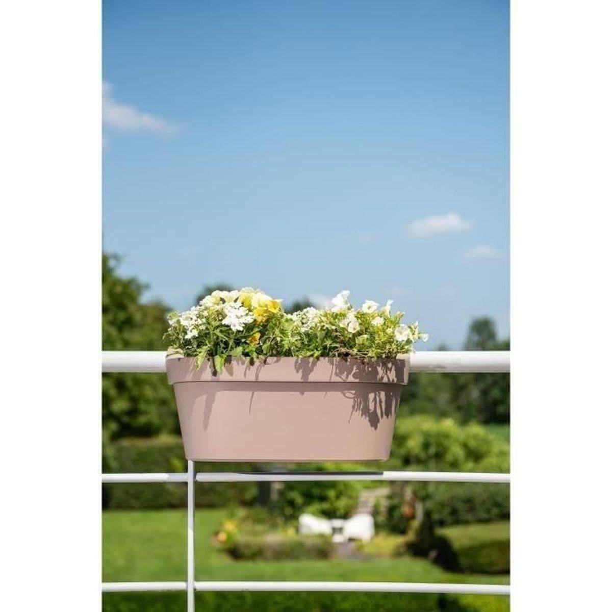 Garden ID - Jardiniere+crochet - GARDEN ID Star - Taupe 50 x 21 cm - Fixation facile - Réserve d'eau - recyclé et 100% recyclable - Image 2