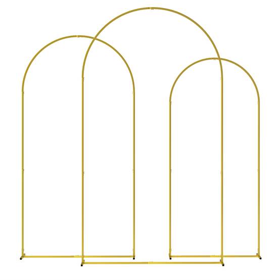 Outsunny - Lot de 3 supports d'arche de fond 2,2 m, 2 m, 1,8 m - pour mariage, fête d'anniversaire, fête prénatale - en métal doré - Outsunny - Image 1