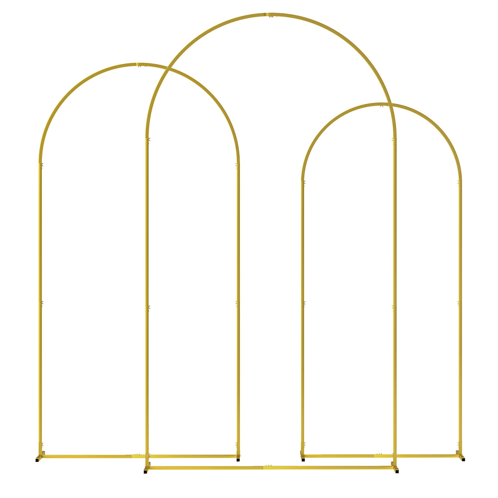 Outsunny - Lot de 3 supports d'arche de fond 2,2 m, 2 m, 1,8 m - pour mariage, fête d'anniversaire, fête prénatale - en métal doré - Outsunny - Image 1
