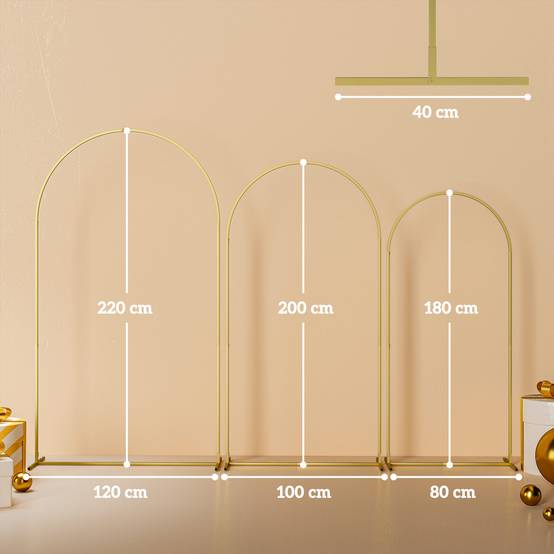 Outsunny - Lot de 3 supports d'arche de fond 2,2 m, 2 m, 1,8 m - pour mariage, fête d'anniversaire, fête prénatale - en métal doré - Outsunny - Image 3