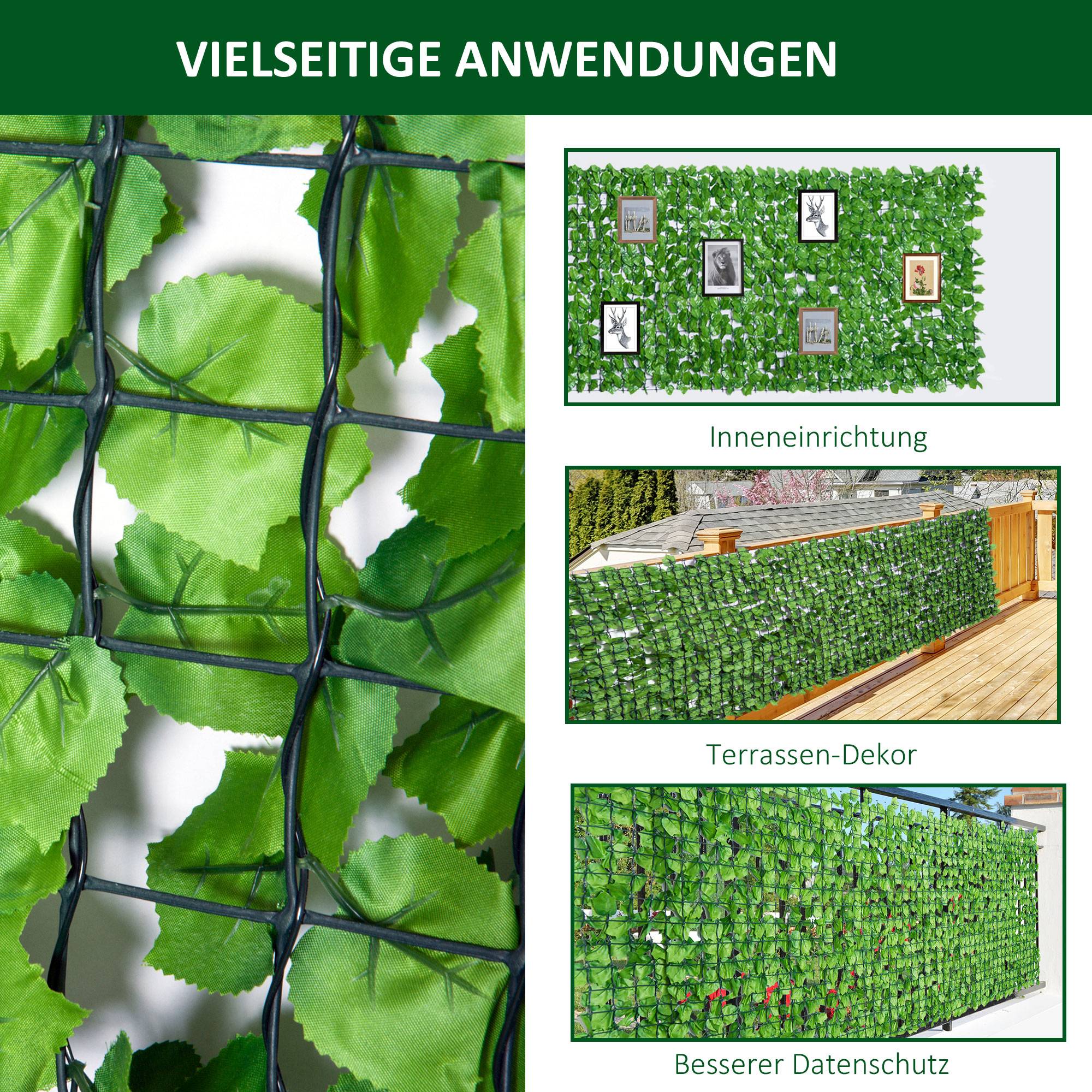 Haie Artificielle Brise-vue Feuillage Érable PE Balcon Jardin 300x150cm Vert Clair - ComfortXL Outdoor Living - Image 5