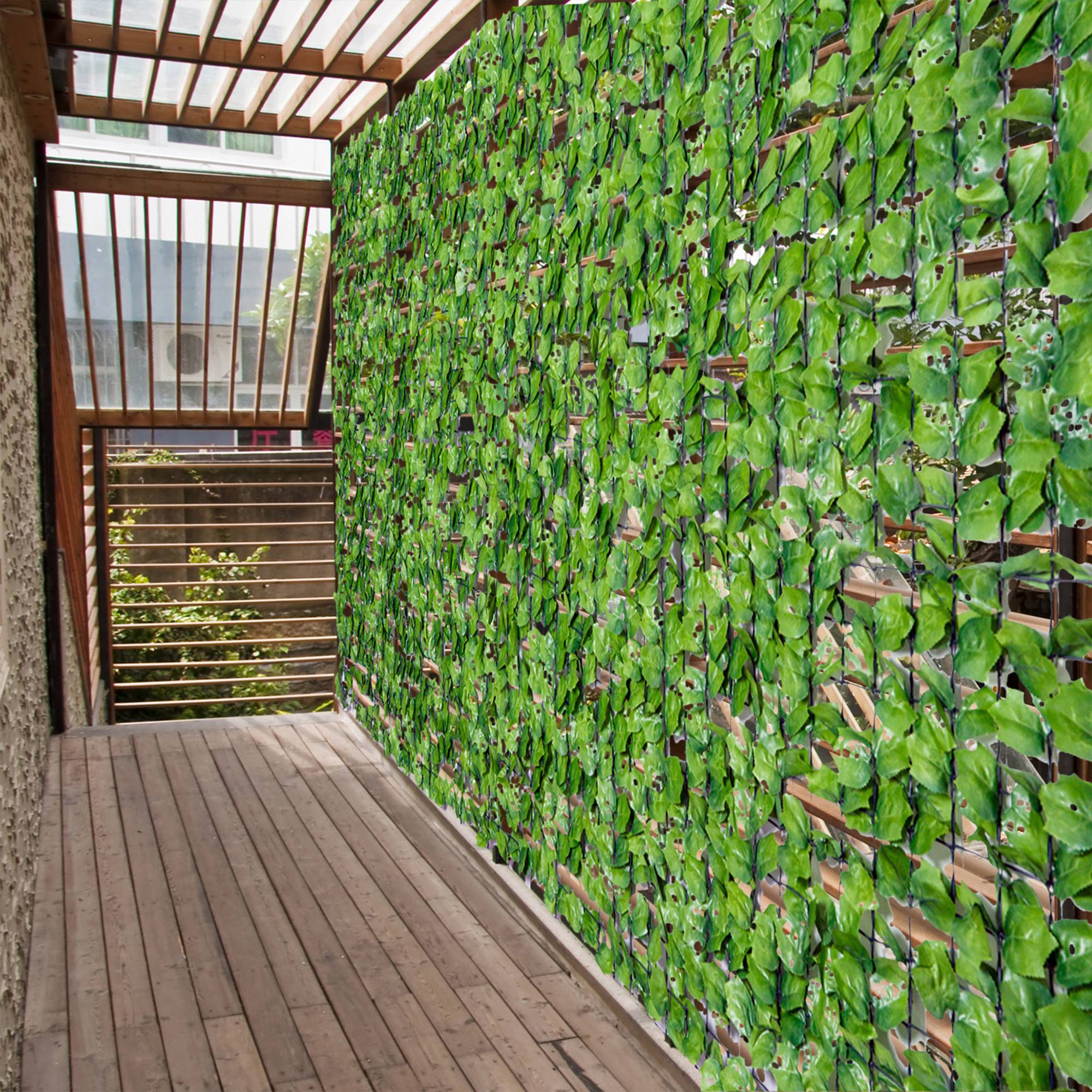 Haie Artificielle Brise-vue Feuillage Érable PE Balcon Jardin 300x150cm Vert Clair - ComfortXL Outdoor Living - Image 1
