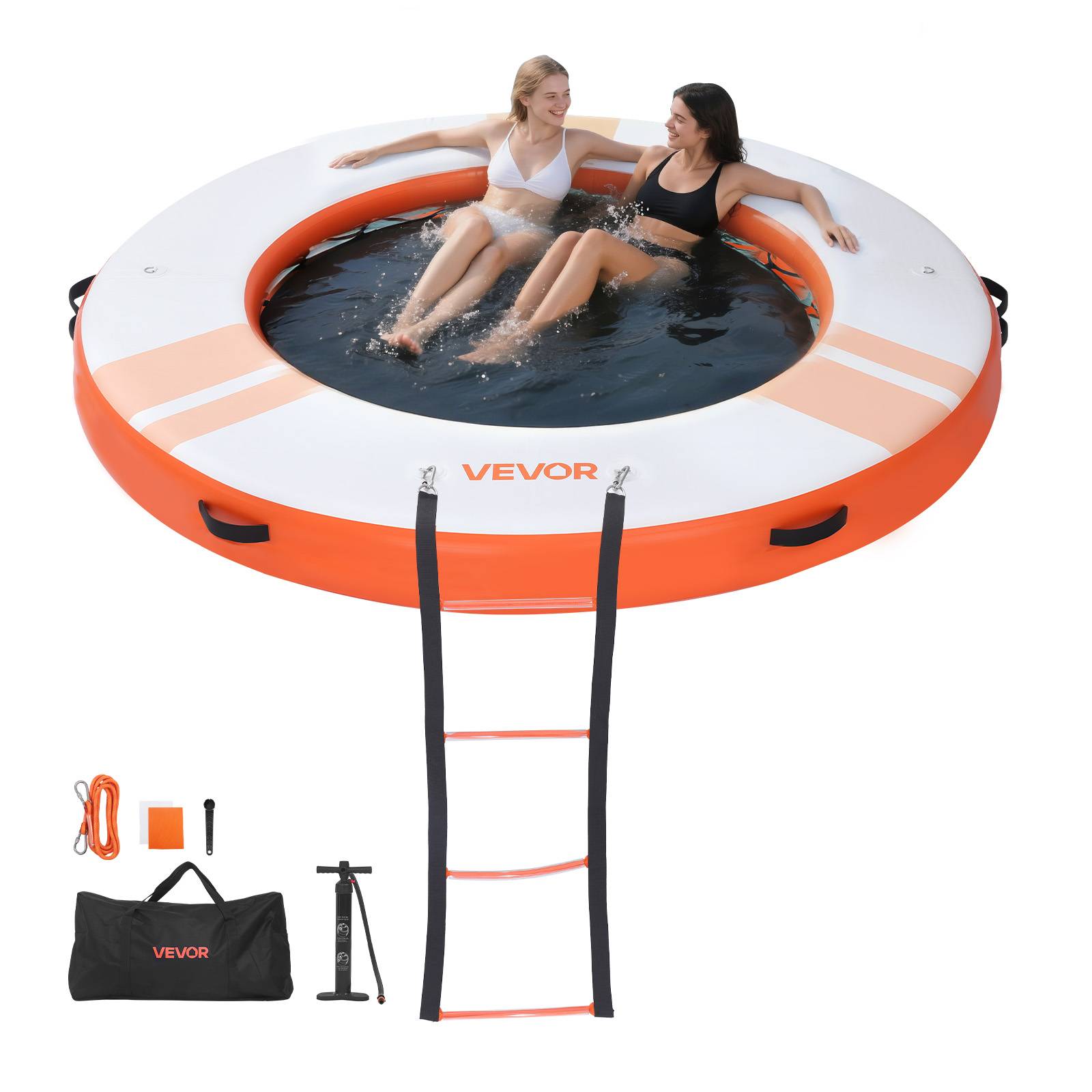 Vevor - VEVOR Quai Flottant Gonflable Plateforme de Quai Ronde 2,44 m Orange avec Sac - Image 1