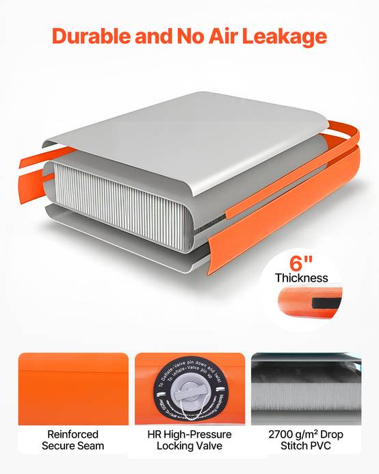Vevor - VEVOR Quai Flottant Gonflable Plateforme de Quai Ronde 2,44 m Orange avec Sac - Image 3