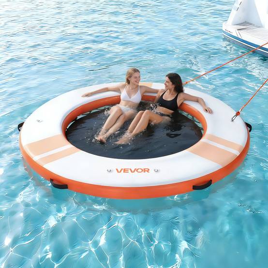 Vevor - VEVOR Quai Flottant Gonflable Plateforme de Quai Ronde 2,44 m Orange avec Sac - Image 8