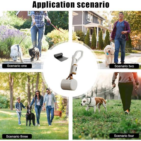 Ramasse-crottes pour chien - Pelle robuste avec distributeur de sacs intégré - Poignée ergonomique -Khaki- Living123 - Image 3