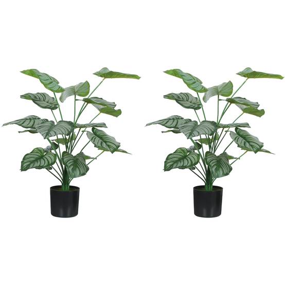 Lot de 2 plantes artificielles intérieures 65 cm, arbre artificiel avec pot en plastique et flocage - Image 1