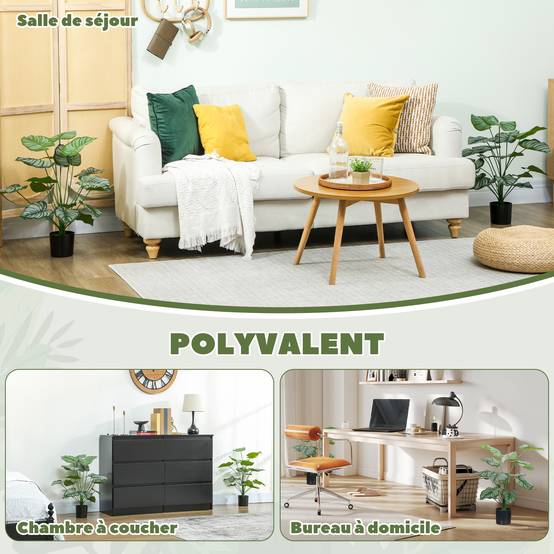 Lot de 2 plantes artificielles intérieures 65 cm, arbre artificiel avec pot en plastique et flocage - Image 7