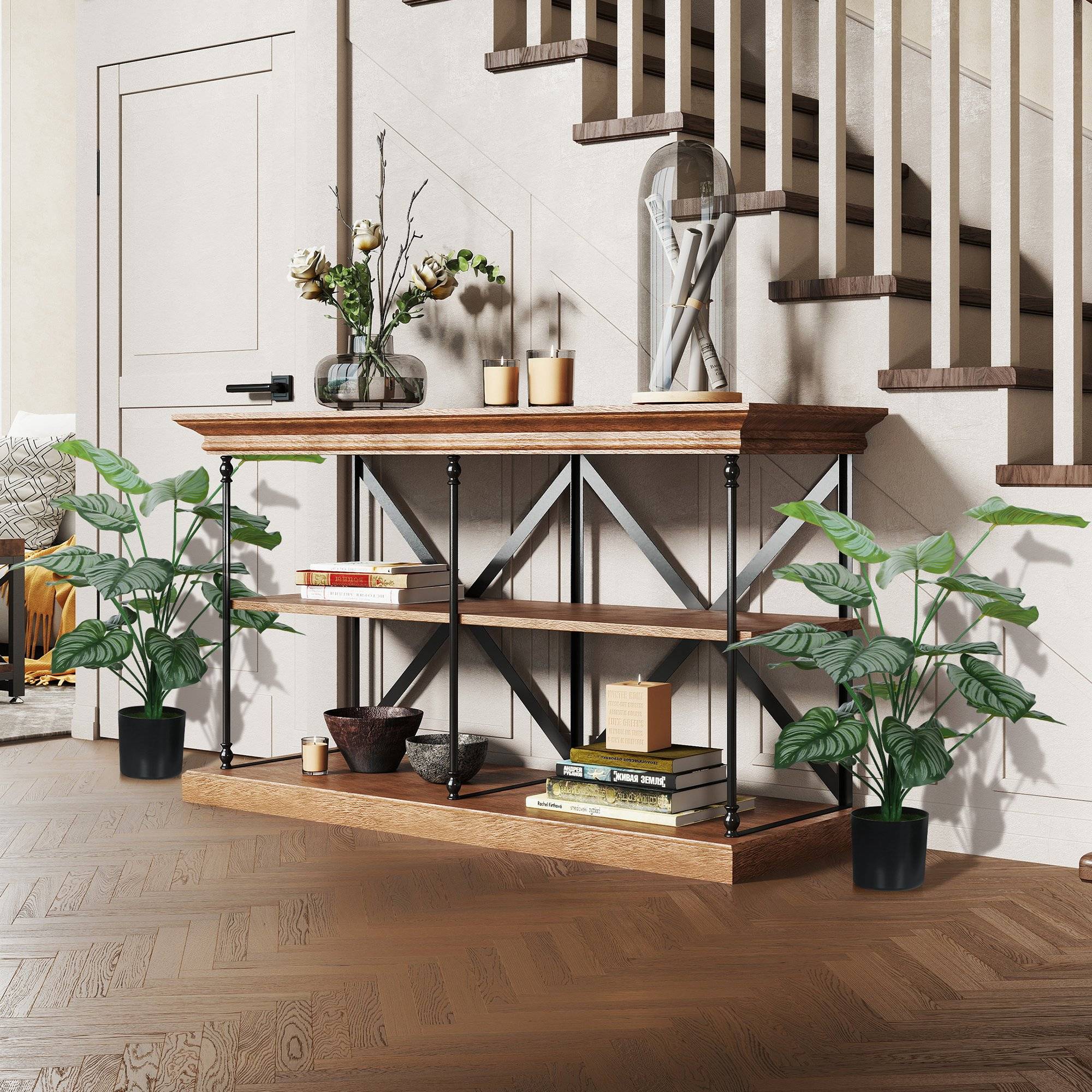 Lot de 2 plantes artificielles intérieures 65 cm, arbre artificiel avec pot en plastique et flocage - Image 4