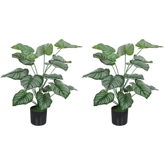 Lot de 2 plantes artificielles intérieures 65 cm, arbre artificiel avec pot en plastique et flocage - Image 2