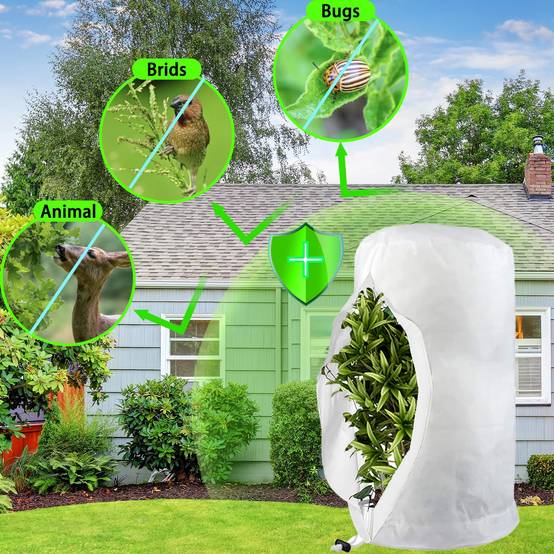 Couverture végétale en dôme 2 pcs, protection antigel, couverture froide pour plantes, tissu antigel avec cordon serrage, 80x120CM-Lytech - Image 5