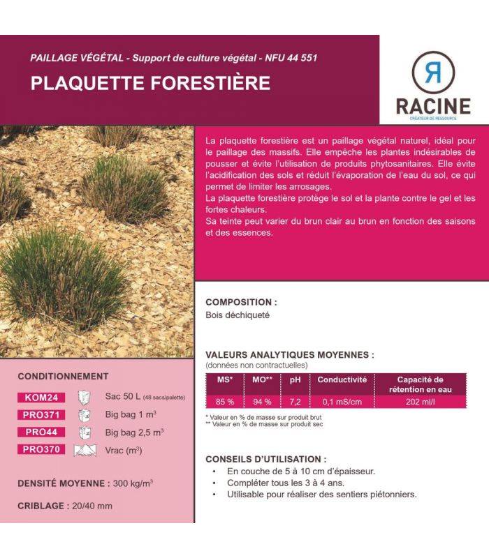 Paillage mulch végétal plaquette forestière palette de 10 sacs de 50 L - KOM24-10x50 - Image 6
