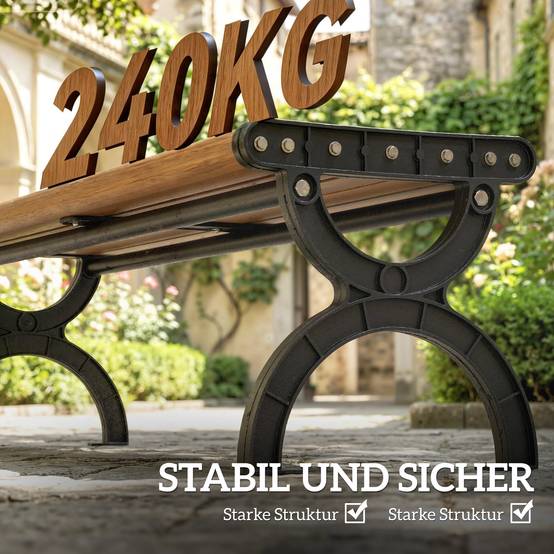 Banc de jardin 2 places avec cadre métallique et assise lamellaire, meuble de terrasse pour jardin et extérieur - Image 5