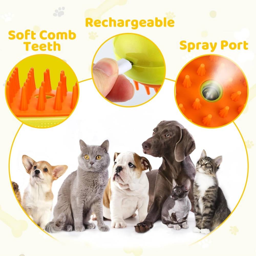 Brosse à vapeur 3-en-1 pour chien et chat - Toilettage et massage - Living123 - Image 3