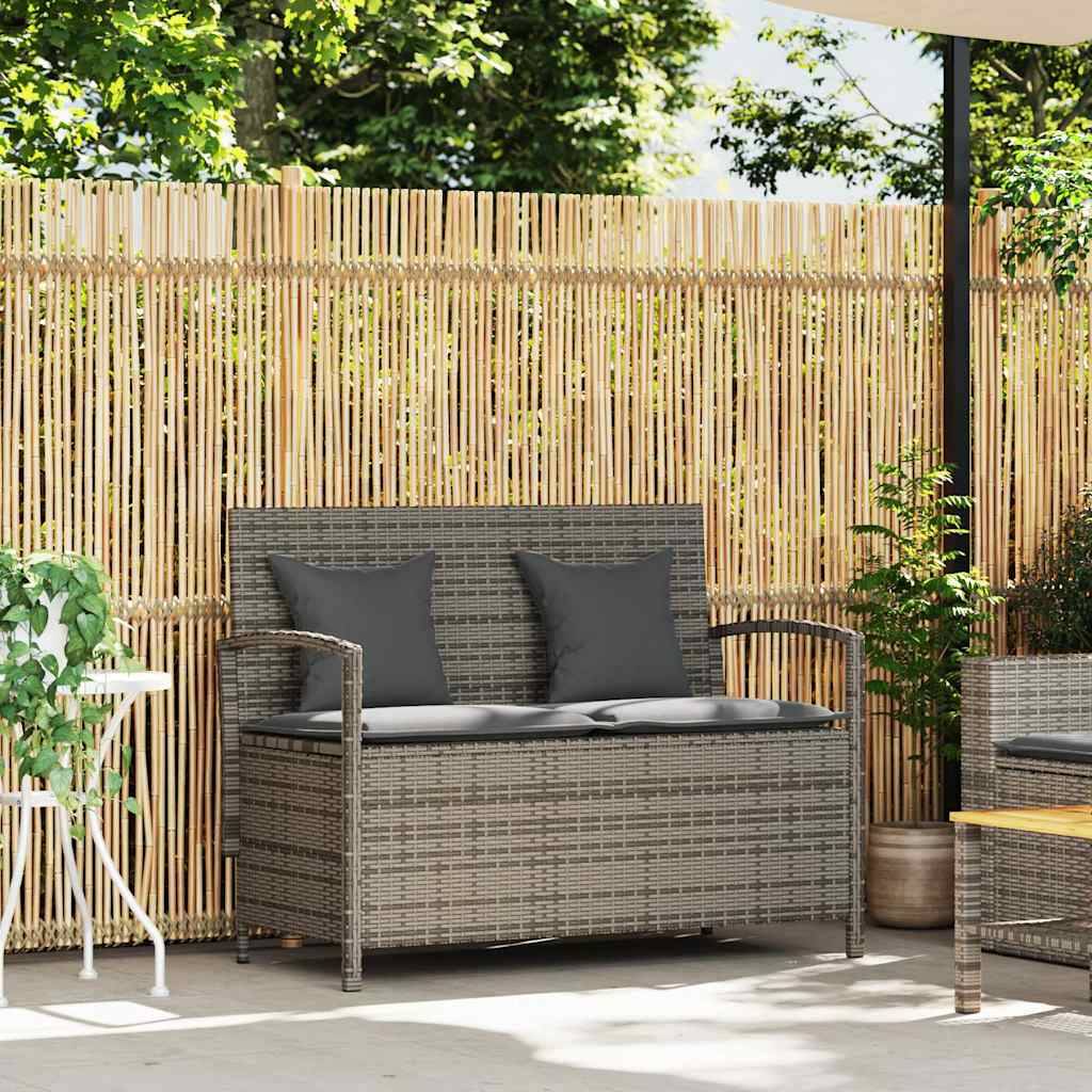 Banc Coffre de Jardin 2 Places Résine Tressée avec Coussins Déhoussables Gris et Gris Foncé – ComfortXL Outdoor Living - Image 2