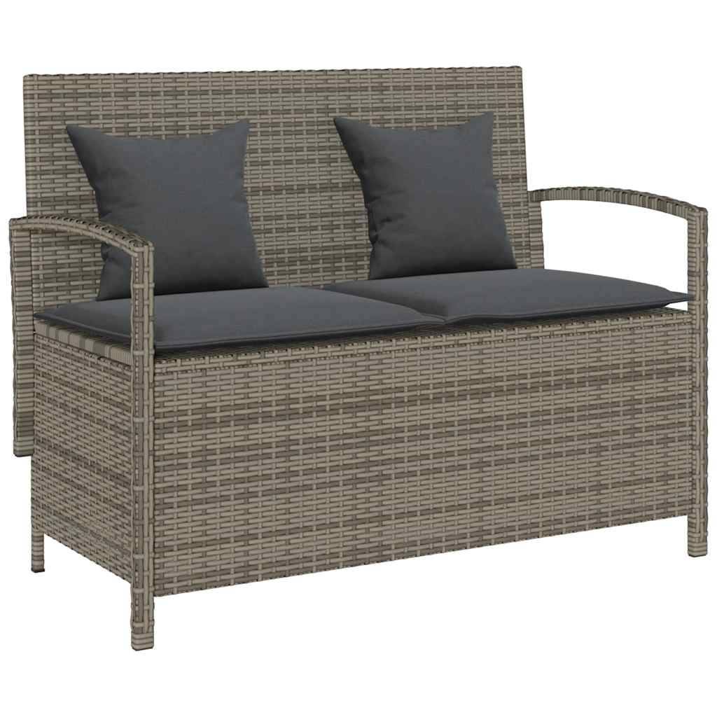 Banc Coffre de Jardin 2 Places Résine Tressée avec Coussins Déhoussables Gris et Gris Foncé – ComfortXL Outdoor Living - Image 1