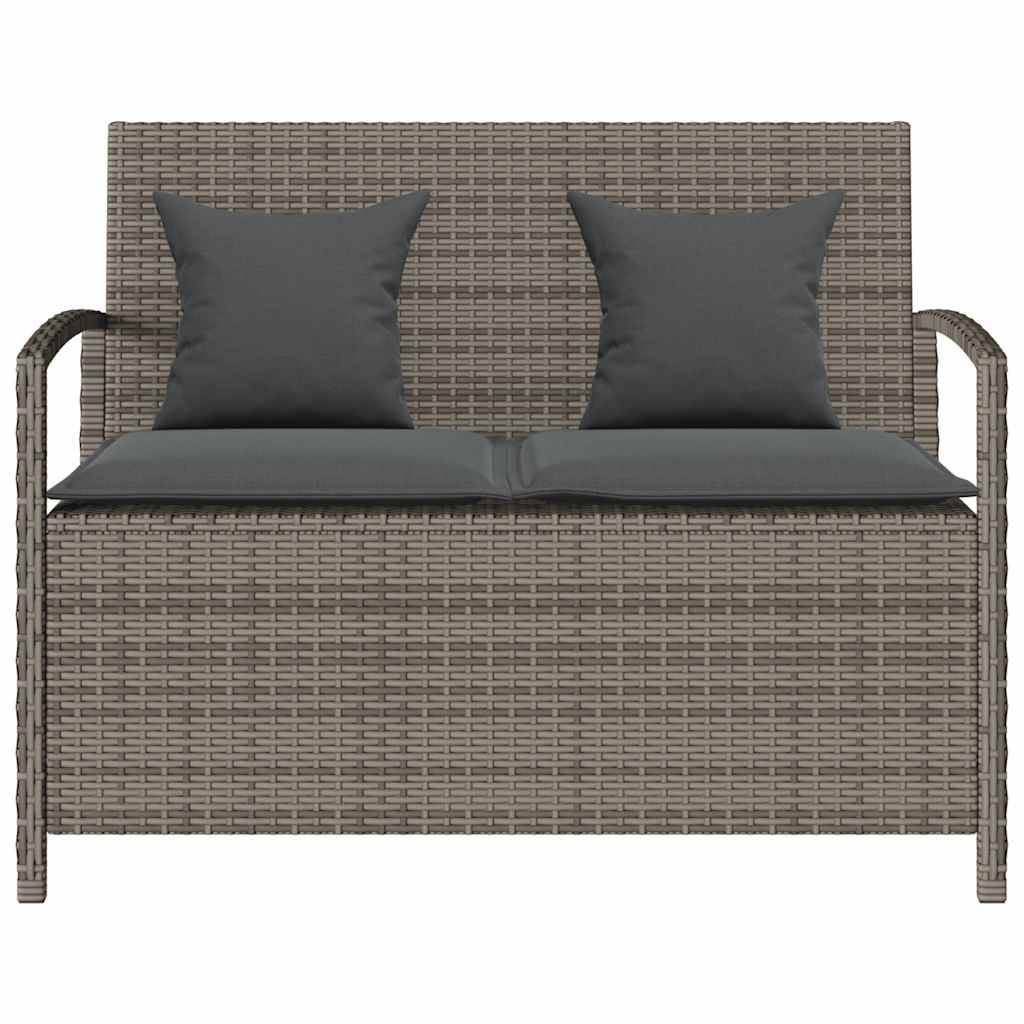 Banc Coffre de Jardin 2 Places Résine Tressée avec Coussins Déhoussables Gris et Gris Foncé – ComfortXL Outdoor Living - Image 4