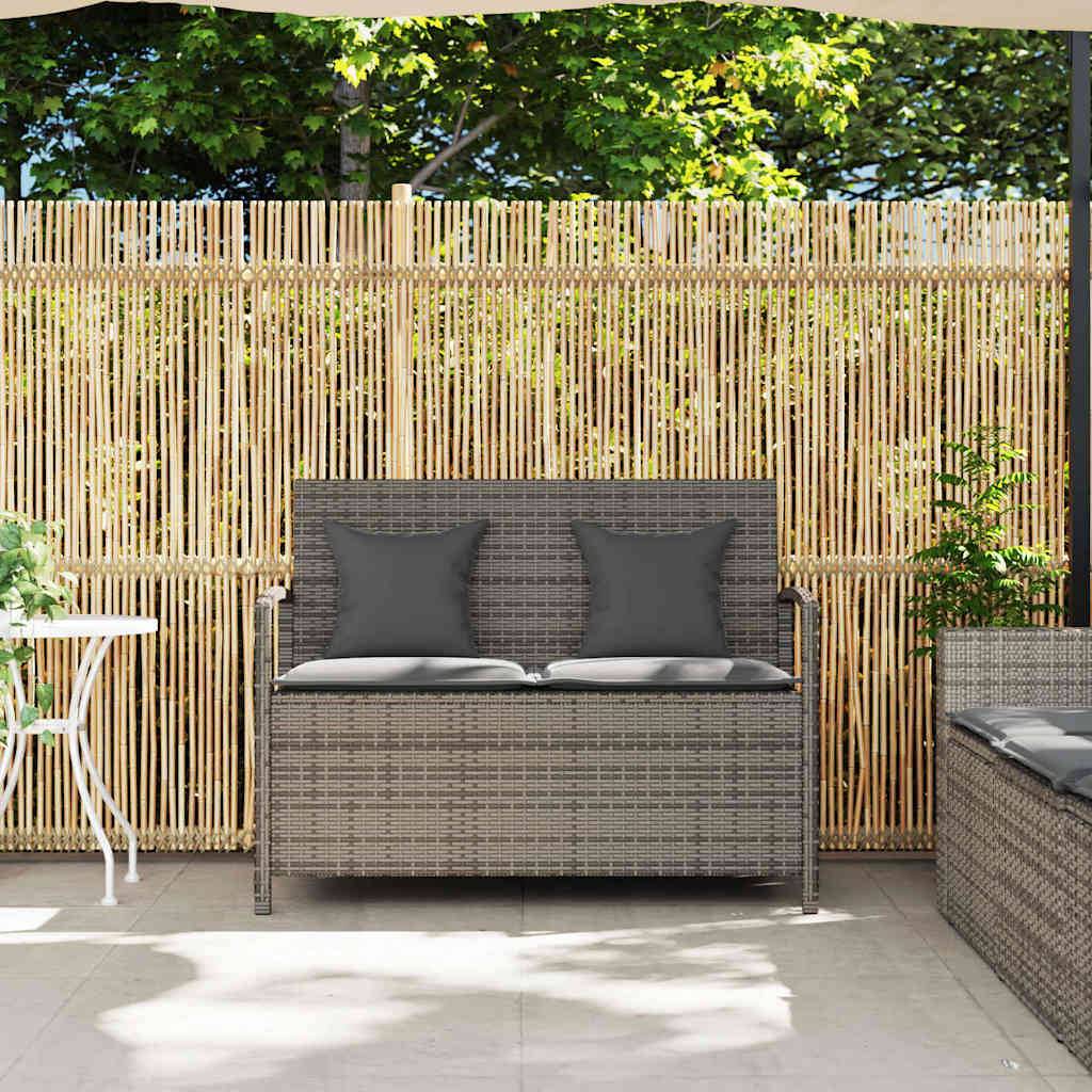 Banc Coffre de Jardin 2 Places Résine Tressée avec Coussins Déhoussables Gris et Gris Foncé – ComfortXL Outdoor Living - Image 3