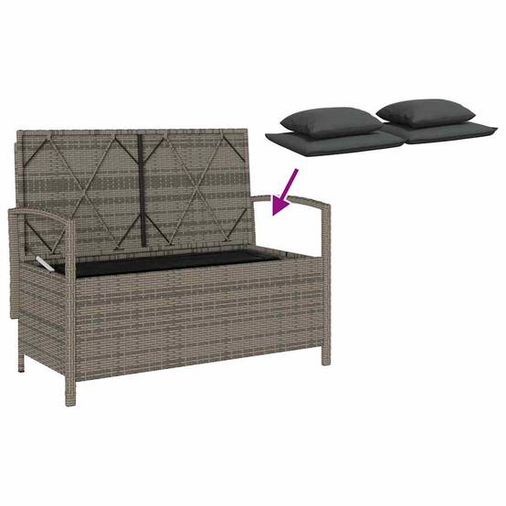 Banc Coffre de Jardin 2 Places Résine Tressée avec Coussins Déhoussables Gris et Gris Foncé – ComfortXL Outdoor Living - Image 9