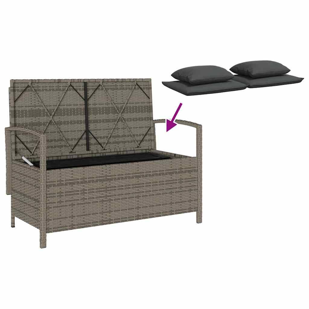 Banc Coffre de Jardin 2 Places Résine Tressée avec Coussins Déhoussables Gris et Gris Foncé – ComfortXL Outdoor Living - Image 9