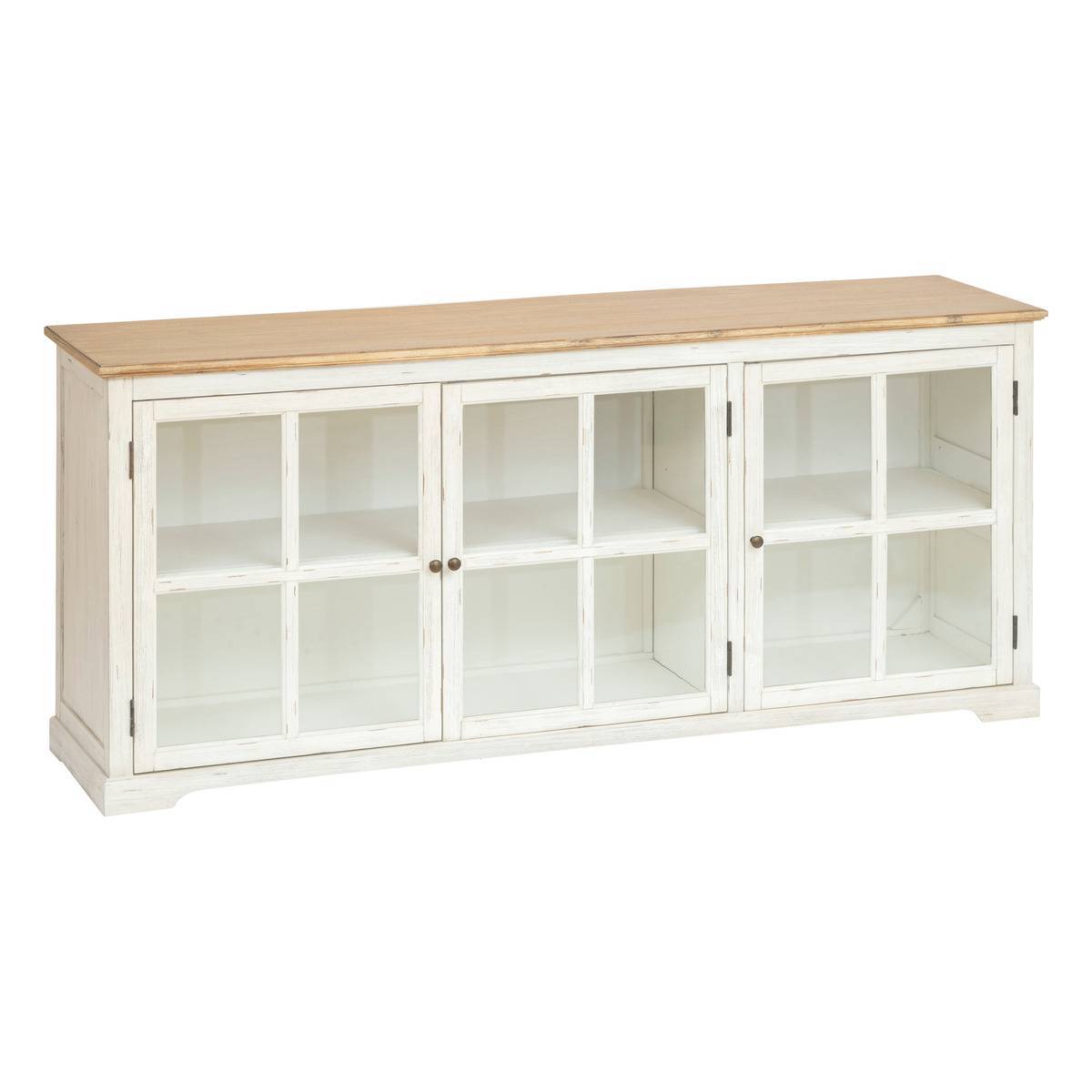 Atmosphera - Buffet 3 portes en verre "Olbia" 180x80cm blanc - Atmosphera Créateur d'intérieur - Image 2