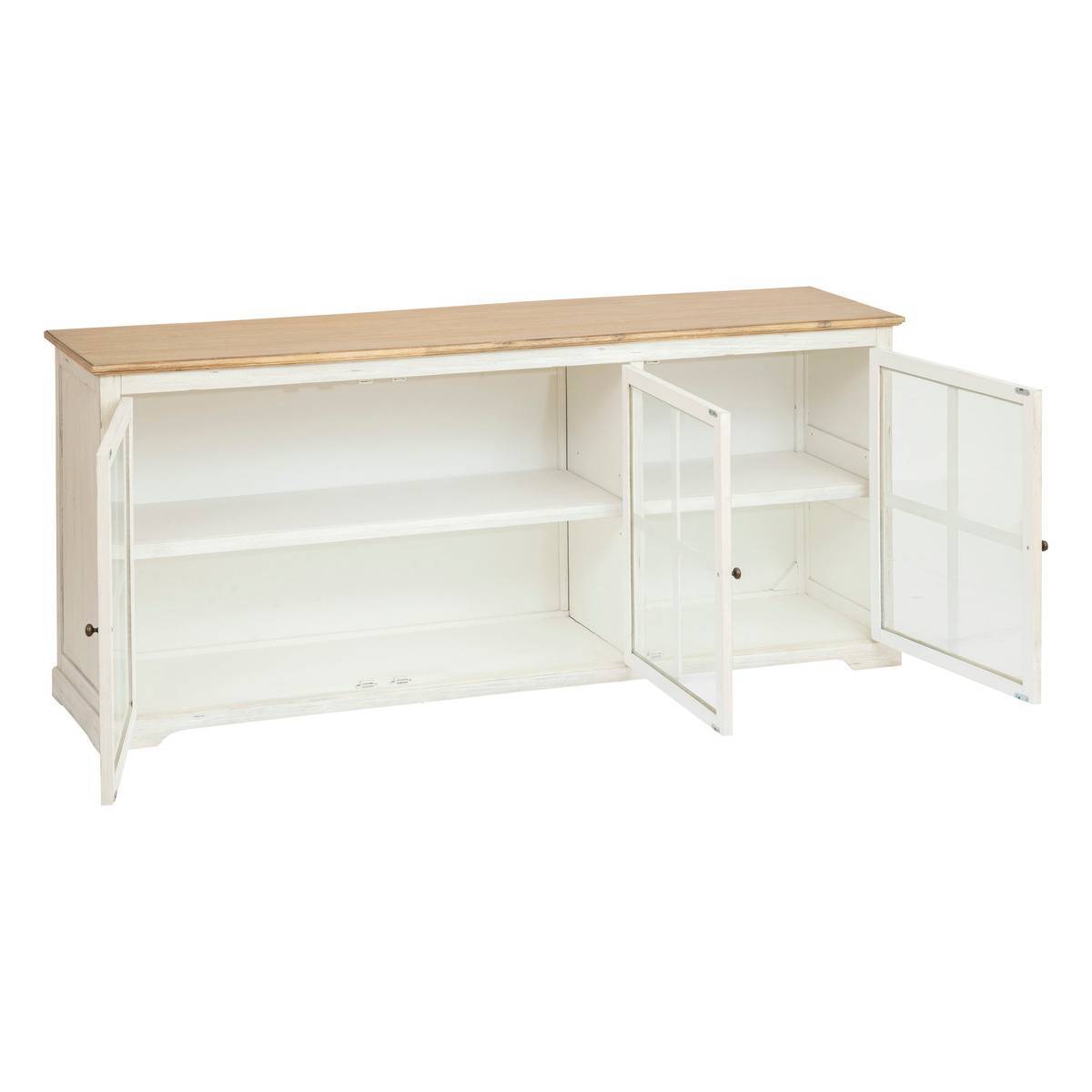 Atmosphera - Buffet 3 portes en verre "Olbia" 180x80cm blanc - Atmosphera Créateur d'intérieur - Image 3