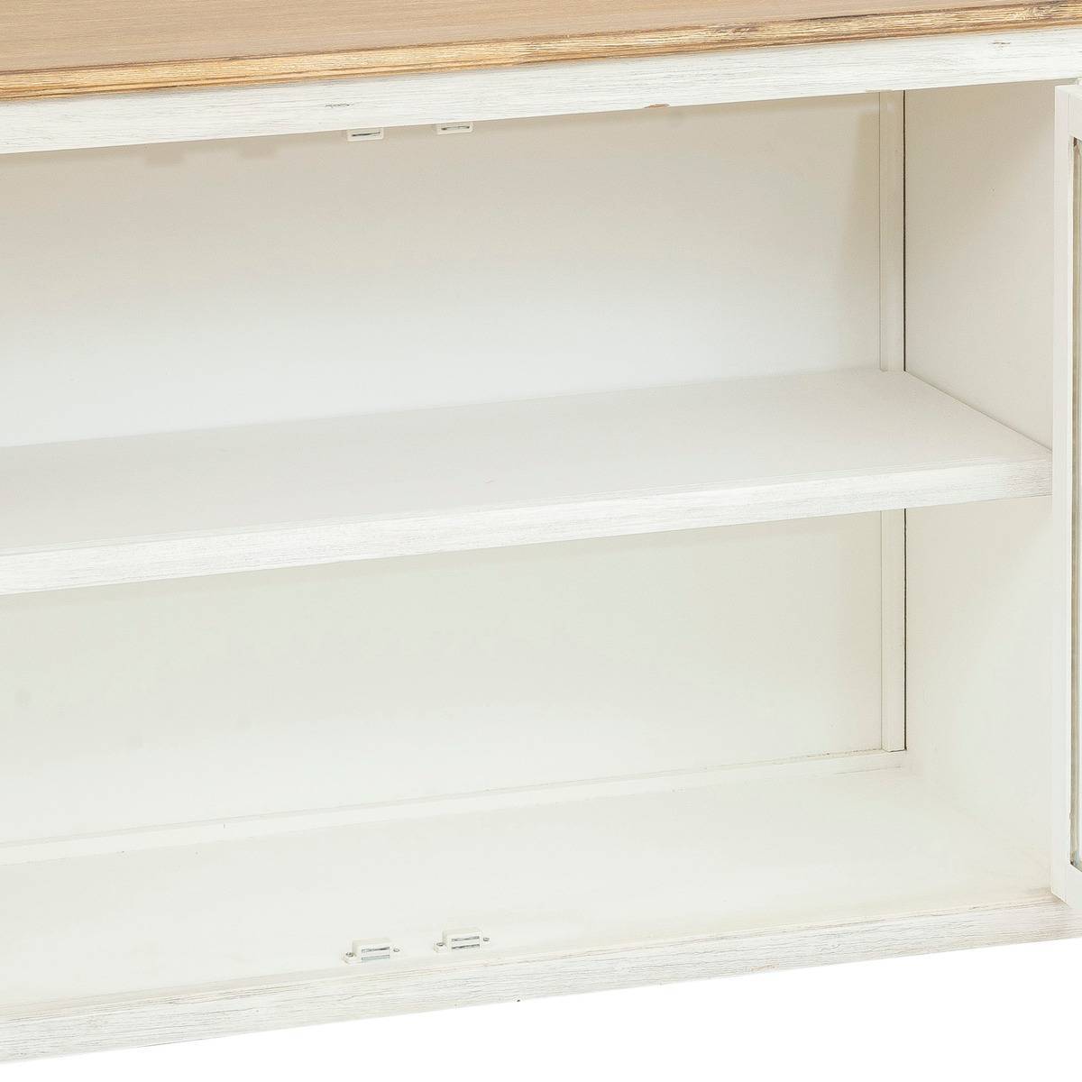 Atmosphera - Buffet 3 portes en verre "Olbia" 180x80cm blanc - Atmosphera Créateur d'intérieur - Image 4