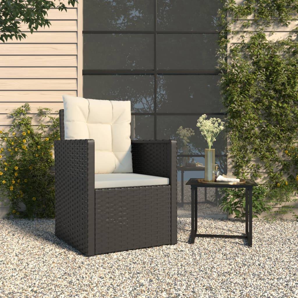 Fauteuil de jardin - Chaise de jardin - Fauteuil d'extérieur avec coussins Noir Résine tressée - MEUBLE PRO - Image 2