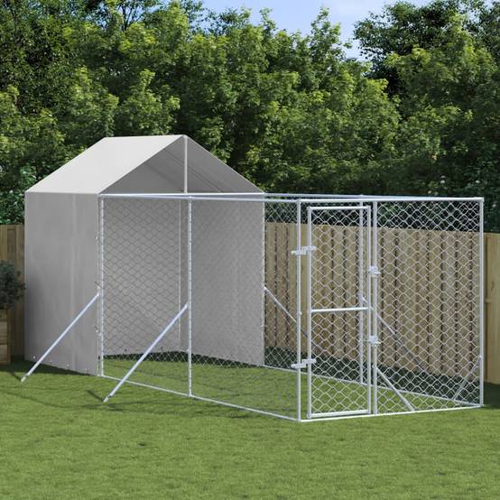 Enclos extérieur pour chien acier galvanisé avec toit et parois 2x6x2,5 m – ComfortXL Outdoor Living - Image 1