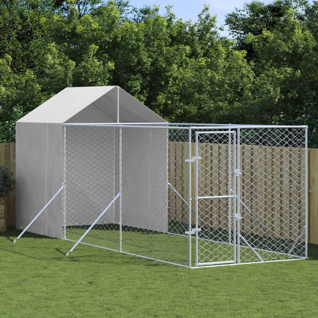Enclos extérieur pour chien acier galvanisé avec toit et parois 2x6x2,5 m – ComfortXL Outdoor Living - Image 1