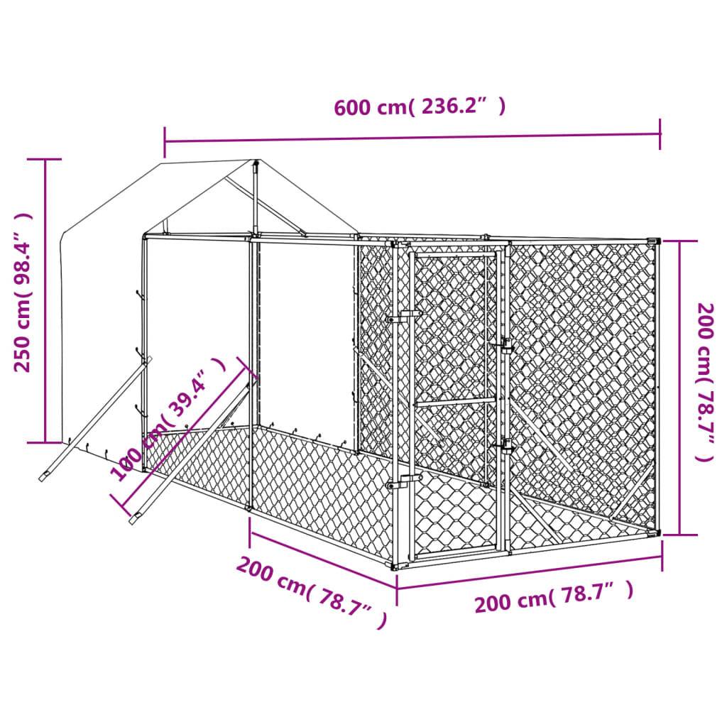 Enclos extérieur pour chien acier galvanisé avec toit et parois 2x6x2,5 m – ComfortXL Outdoor Living - Image 4