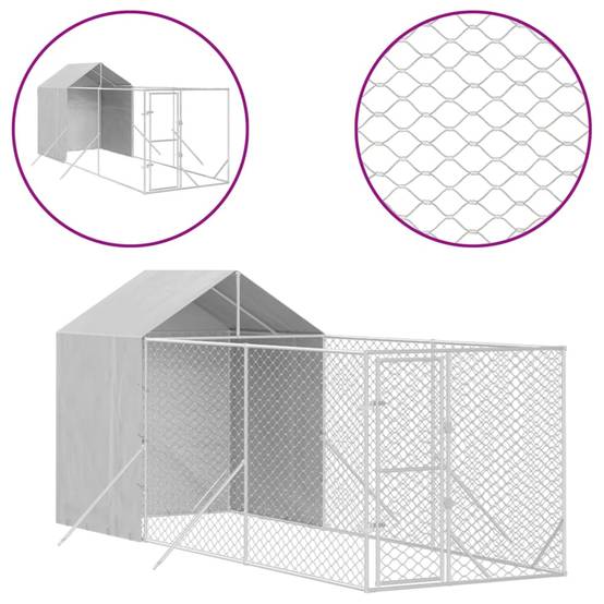 Enclos extérieur pour chien acier galvanisé avec toit et parois 2x6x2,5 m – ComfortXL Outdoor Living - Image 2
