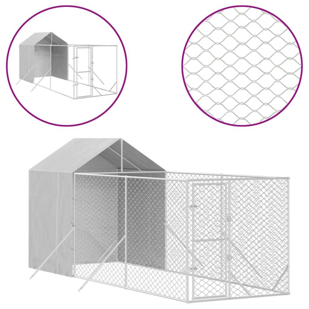 Enclos extérieur pour chien acier galvanisé avec toit et parois 2x6x2,5 m – ComfortXL Outdoor Living - Image 2