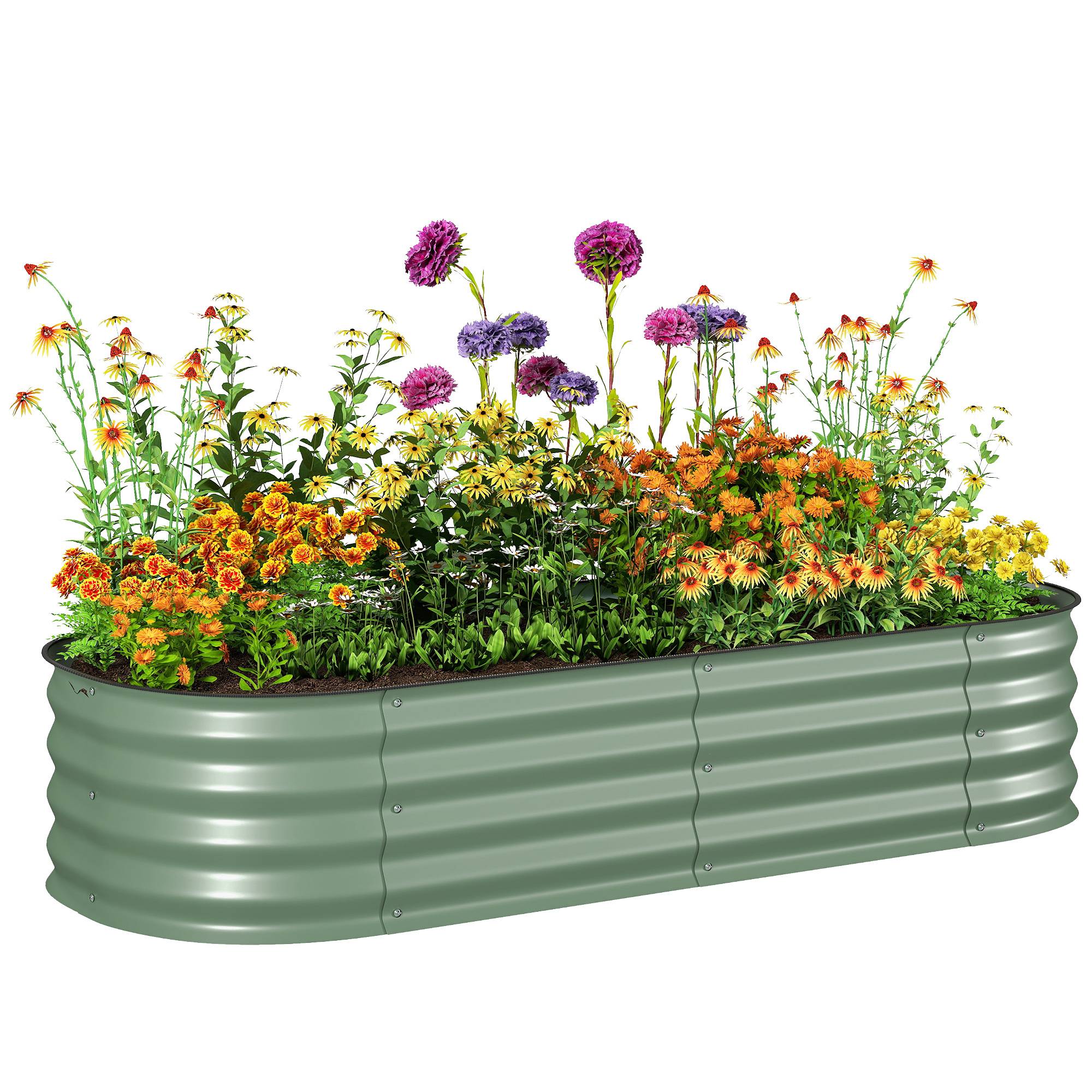 Sans Marque - Potager surélevé modulaire 150x62x30 cm acier galvanisé fond ouvert vert - Image 1