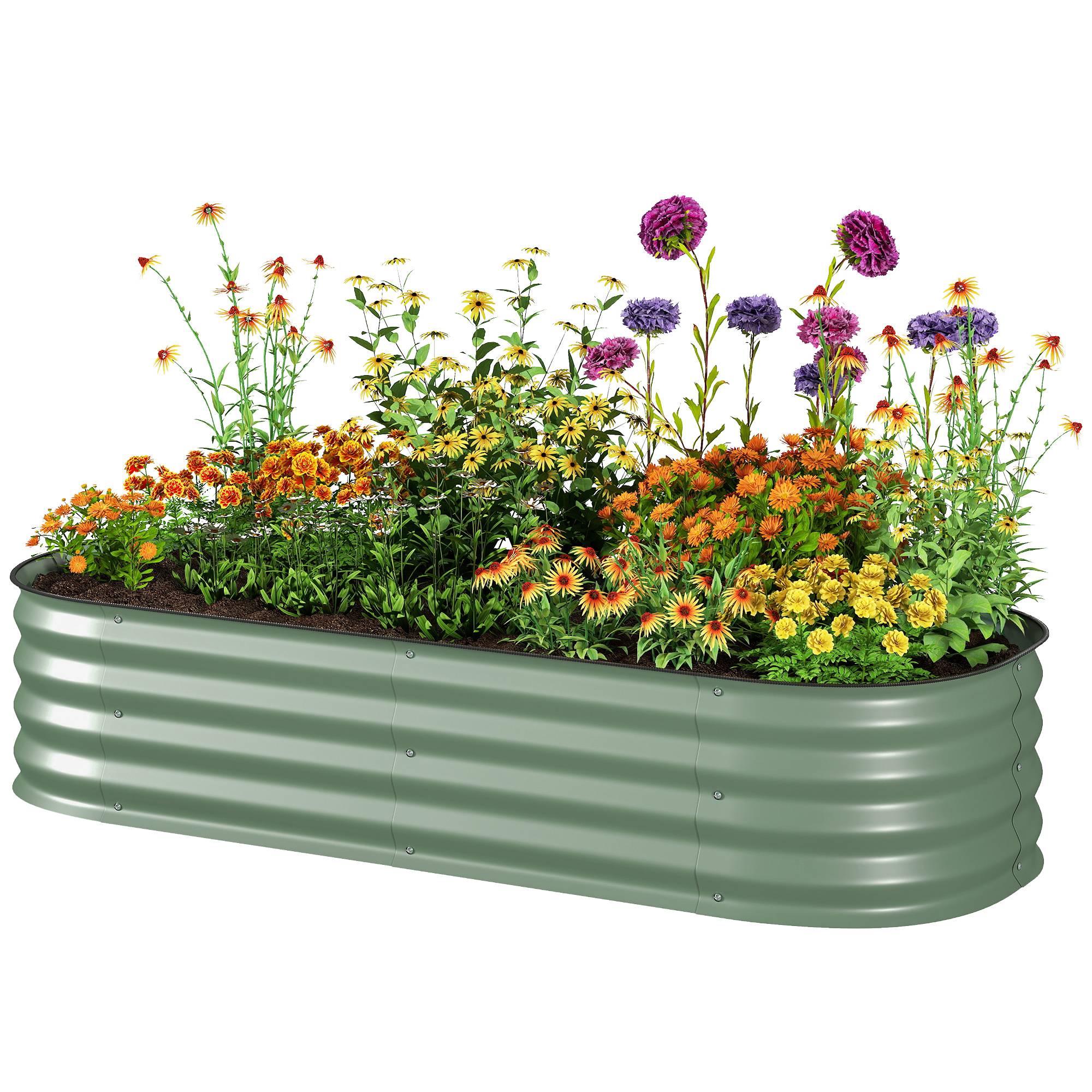 Sans Marque - Potager surélevé modulaire 150x62x30 cm acier galvanisé fond ouvert vert - Image 2