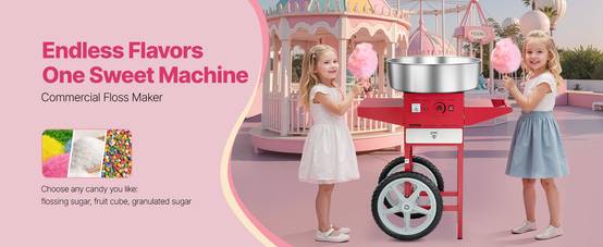 VEVOR Machine barbe à papa avec chariot, 1000 W, bol inox 52 cm. Commerciale, fêtes, rouge. - Image 9