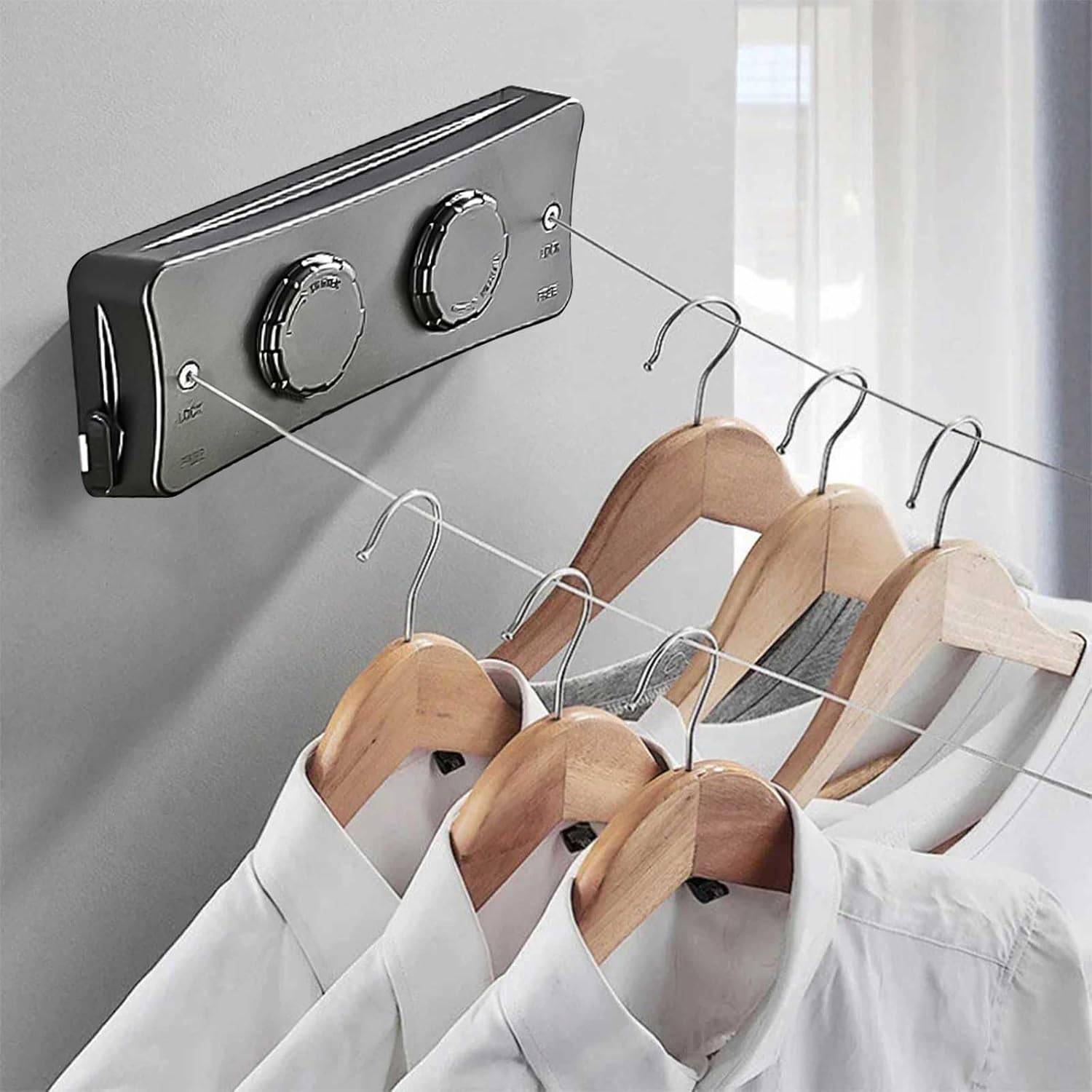Corde à linge télescopique, corde à linge télescopique de 5,1 m, corde à linge d'intérieur, corde à linge réglable robuste-Lytech - Image 7