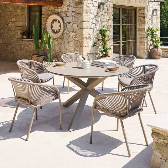 Hesperide - Table de jardin 6 places Oryon D130cm café - Hespéride - Image 1