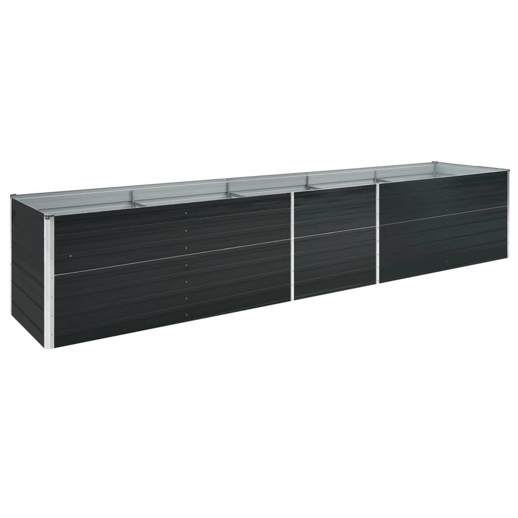 Jardinière lit surélevé plantes fleurs jardin acier galvanisé 400 x 80 x 77 cm anthracite - Image 1
