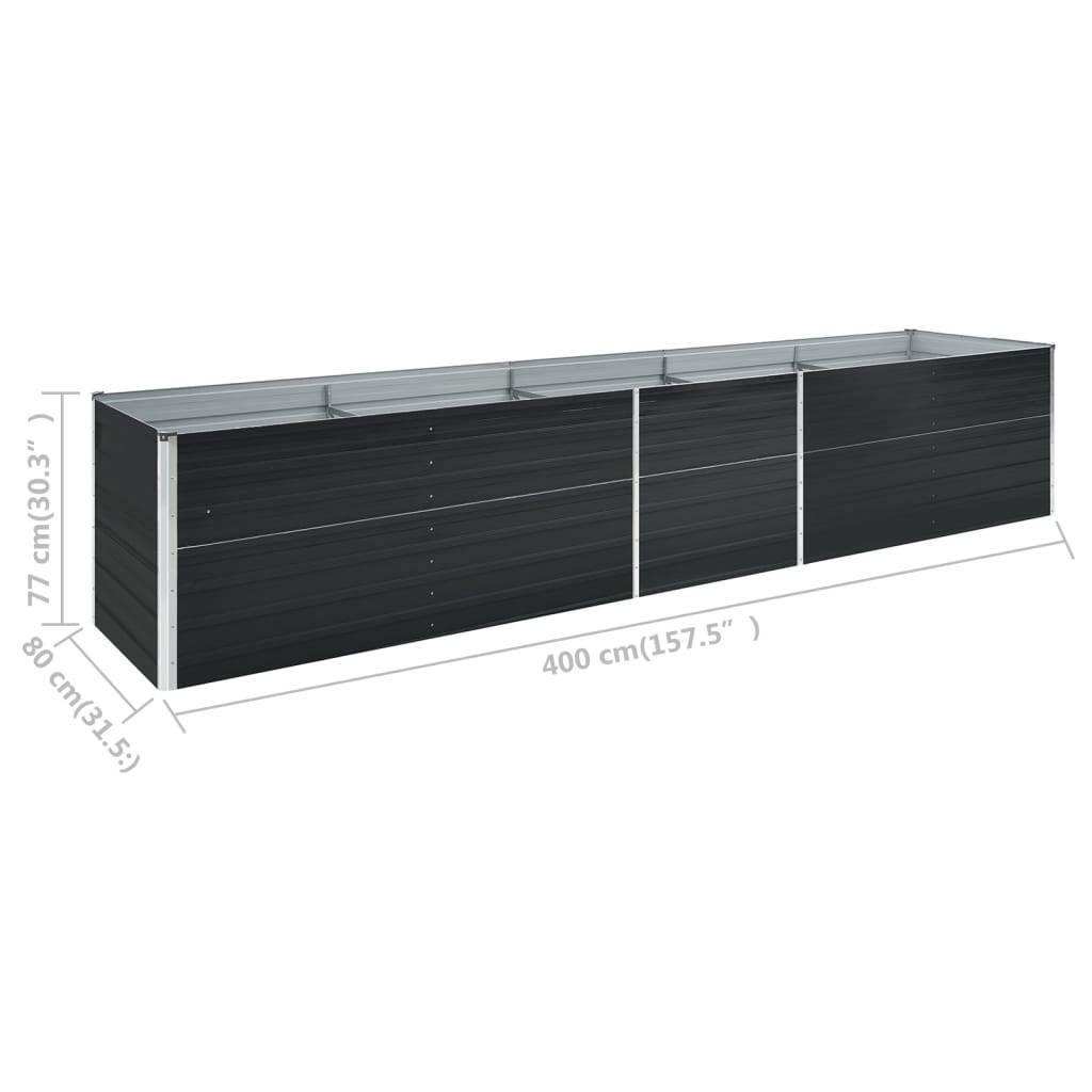 Jardinière lit surélevé plantes fleurs jardin acier galvanisé 400 x 80 x 77 cm anthracite - Image 5