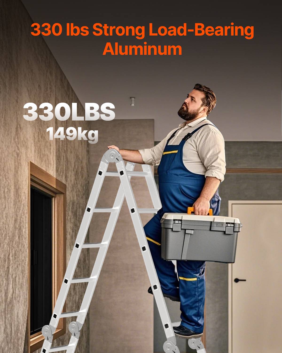 Vevor - VEVOR Échelle pliante 7-en-1, hauteur portée 3,5 m. Barre équilibre, charge 150 kg. Intérieur/extérieur. - Image 3