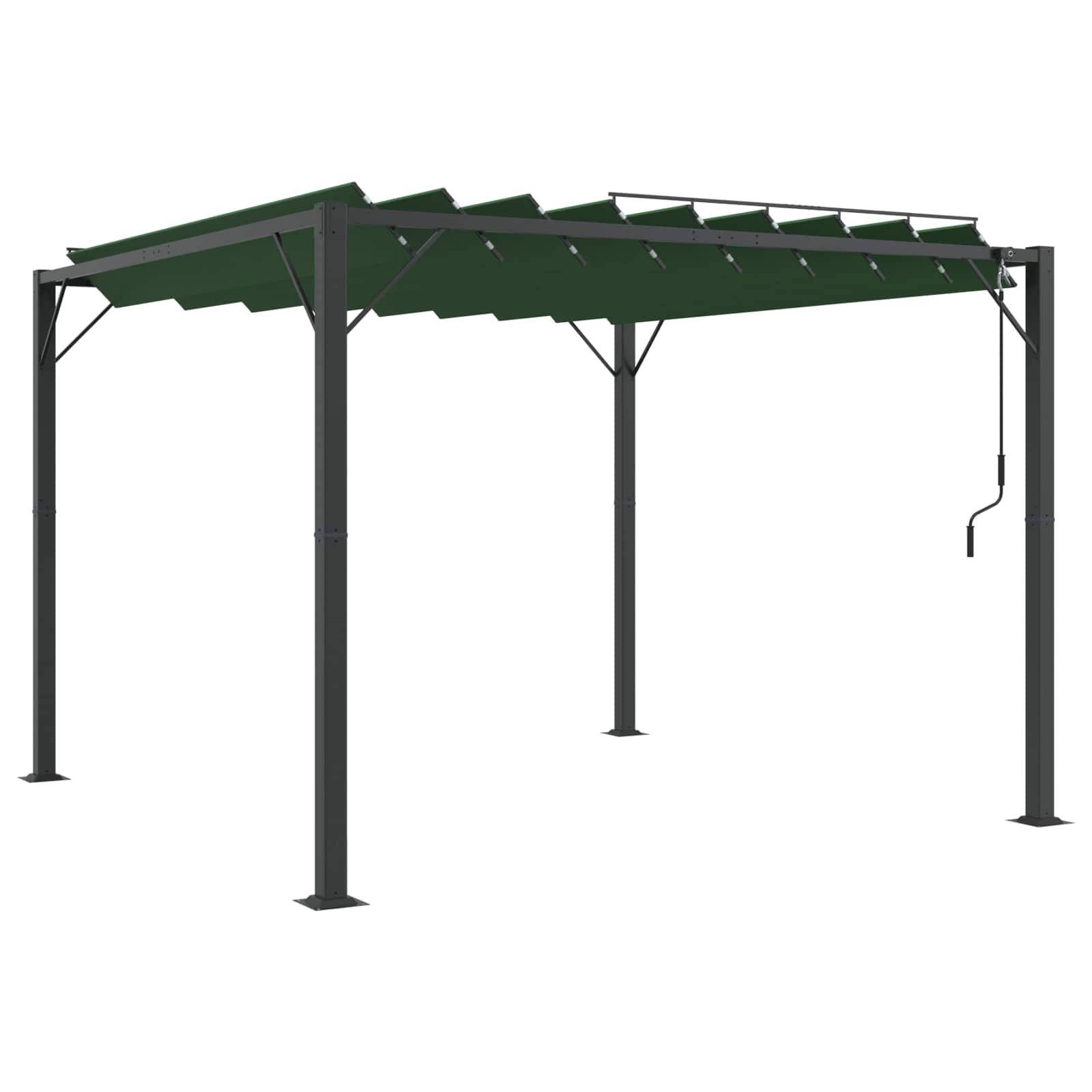 ComfortXL - Pergola Bioclimatique Aluminium Tissu Patio Jardin Toit Lames Orientables 3x3m Vert - ComfortXL Outdoor Living - Image 2