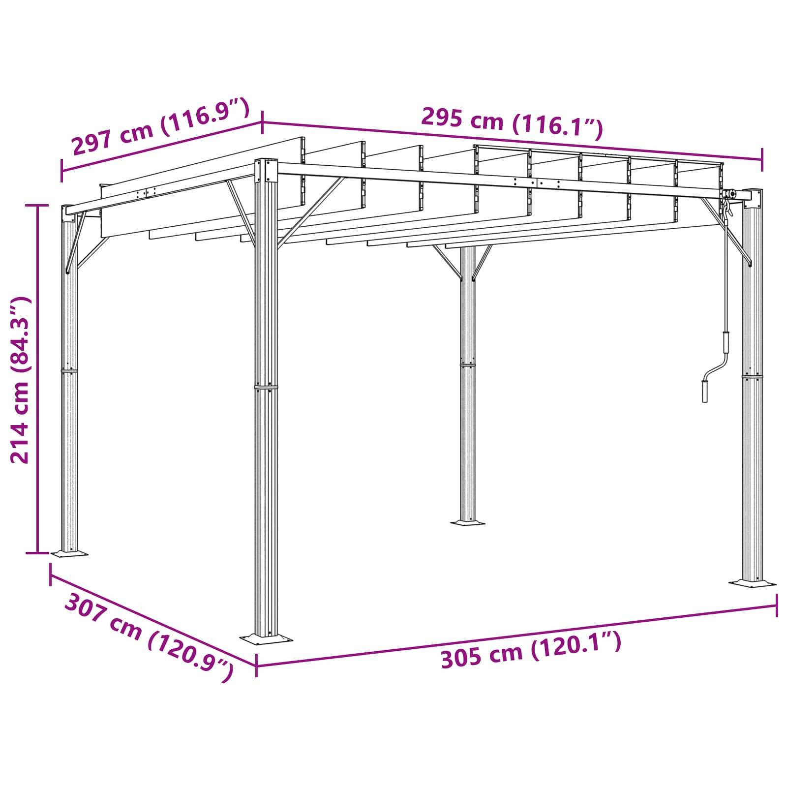 ComfortXL - Pergola Bioclimatique Aluminium Tissu Patio Jardin Toit Lames Orientables 3x3m Vert - ComfortXL Outdoor Living - Image 8