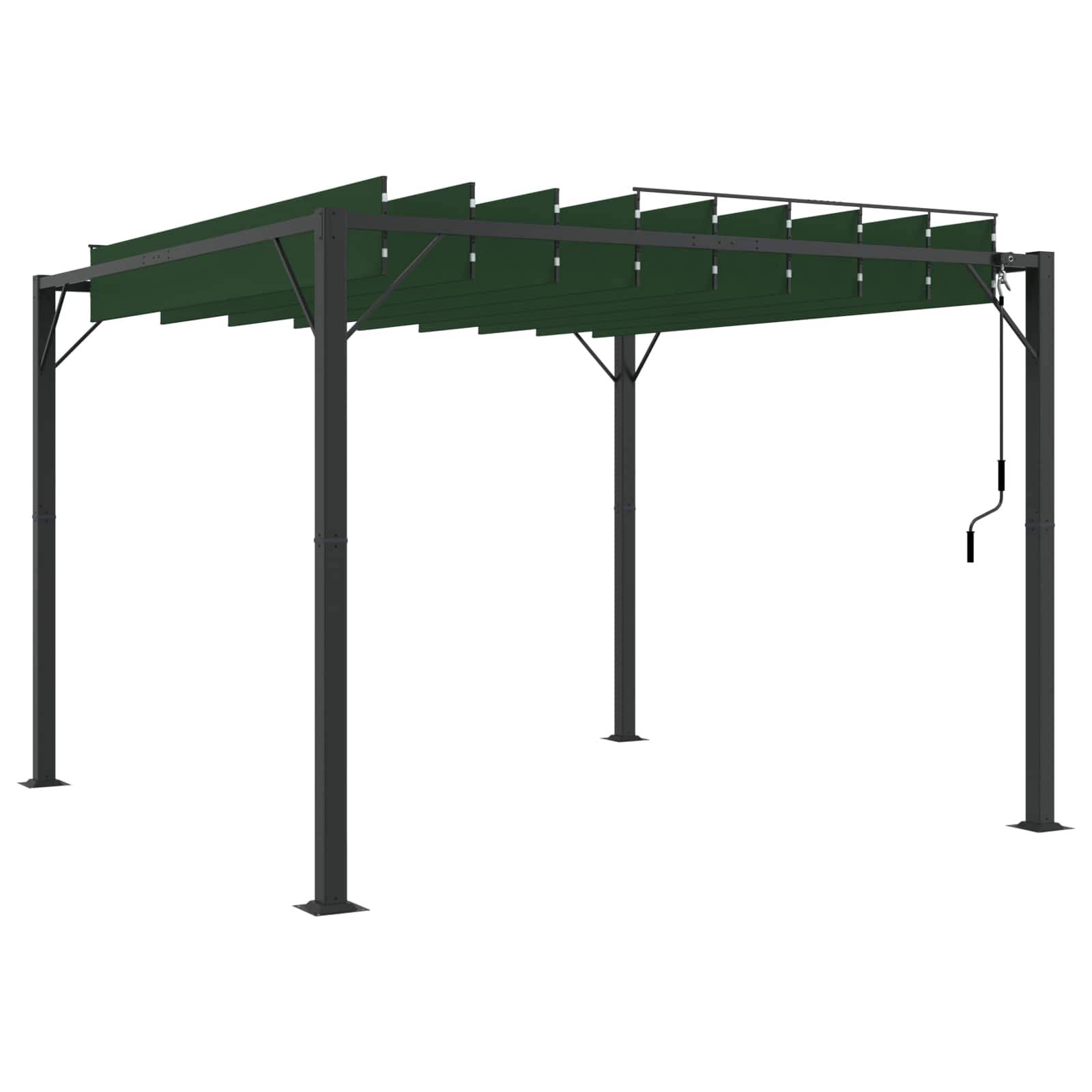 ComfortXL - Pergola Bioclimatique Aluminium Tissu Patio Jardin Toit Lames Orientables 3x3m Vert - ComfortXL Outdoor Living - Image 3