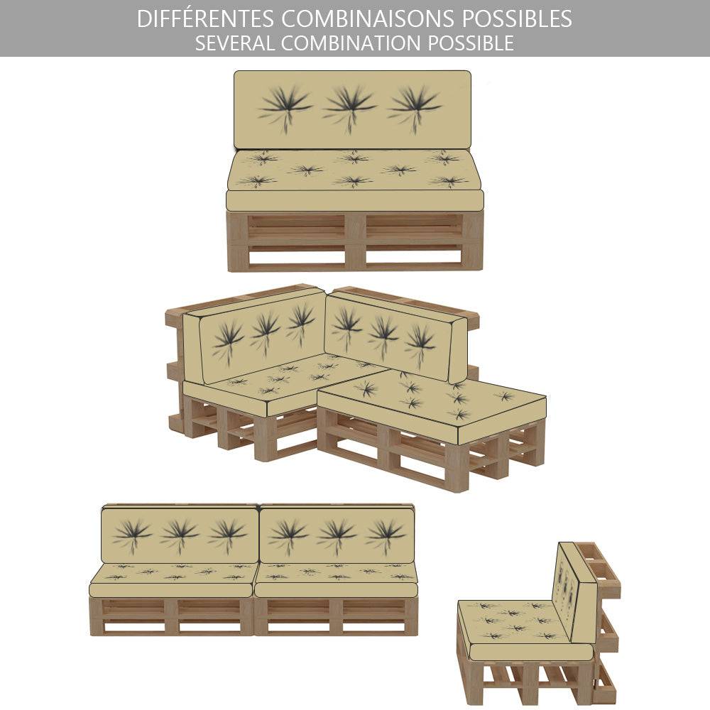 Vounot - Lot de 2 Coussins pour palettes en bois beige - Image 6