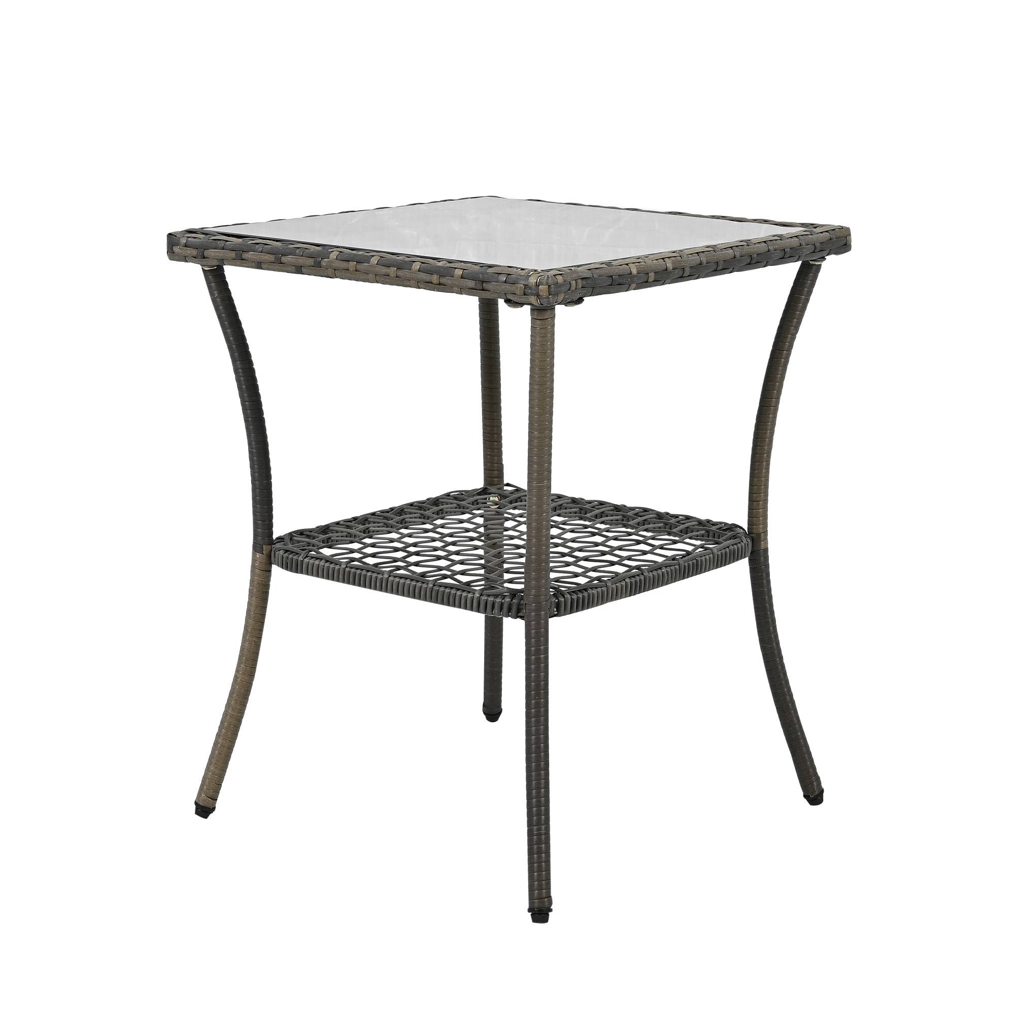 Salon de Jardin avec 2 Chaises à Bascule et 1 Table pour balcon Tissu Gris - Image 7
